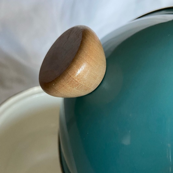 MCM 1.5 qt Lidded saucepan White Lotus on Turquoise Blue Scandinavian Vintage - Picture 12 of 13